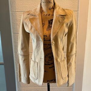 Charlotte Russe Beige suede Blazer with Stitch Detail size S